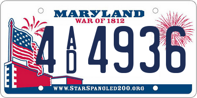 MD license plate 4AD4936