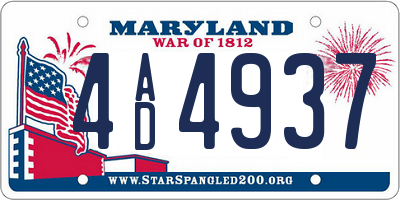 MD license plate 4AD4937