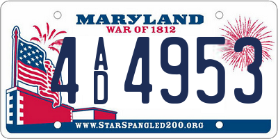 MD license plate 4AD4953