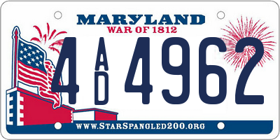 MD license plate 4AD4962