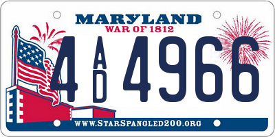 MD license plate 4AD4966