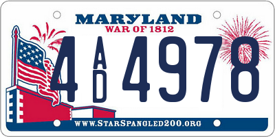 MD license plate 4AD4978