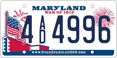 MD license plate 4AD4996