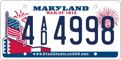 MD license plate 4AD4998