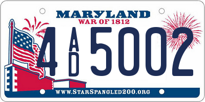 MD license plate 4AD5002