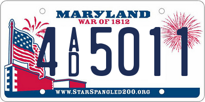 MD license plate 4AD5011