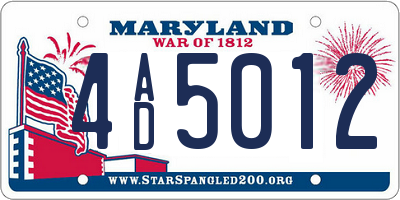 MD license plate 4AD5012