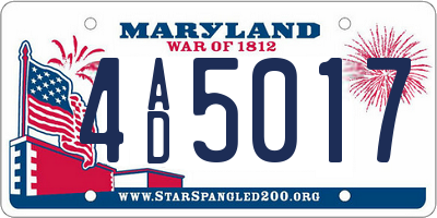 MD license plate 4AD5017