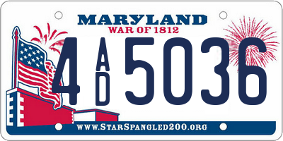 MD license plate 4AD5036