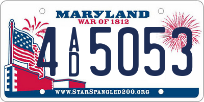 MD license plate 4AD5053