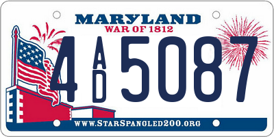 MD license plate 4AD5087