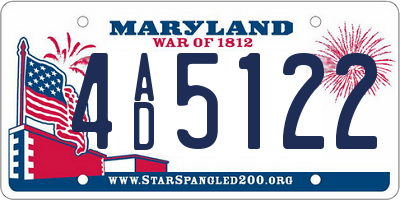 MD license plate 4AD5122