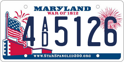 MD license plate 4AD5126
