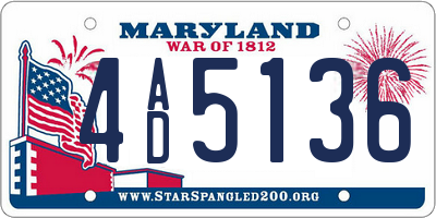 MD license plate 4AD5136