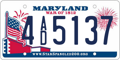 MD license plate 4AD5137
