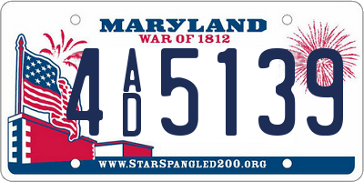 MD license plate 4AD5139