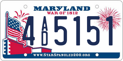 MD license plate 4AD5151