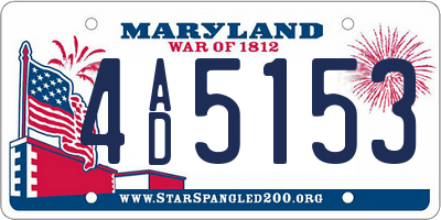 MD license plate 4AD5153