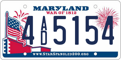 MD license plate 4AD5154