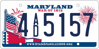 MD license plate 4AD5157