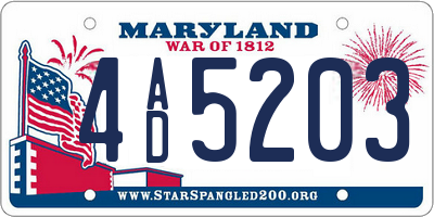 MD license plate 4AD5203