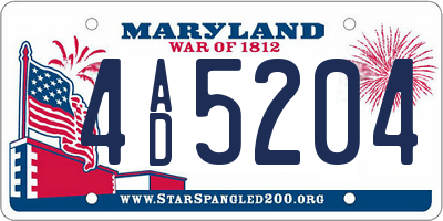 MD license plate 4AD5204
