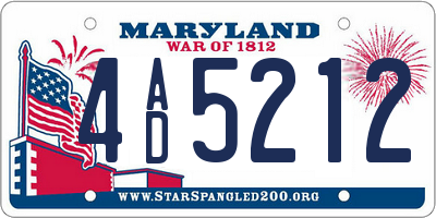 MD license plate 4AD5212