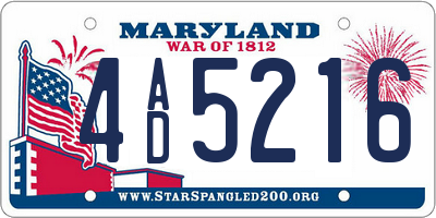 MD license plate 4AD5216