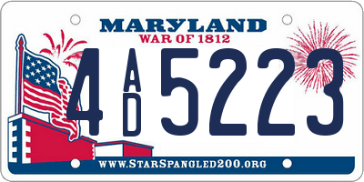 MD license plate 4AD5223
