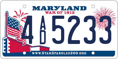 MD license plate 4AD5233
