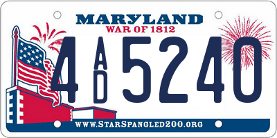 MD license plate 4AD5240