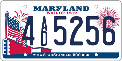 MD license plate 4AD5256