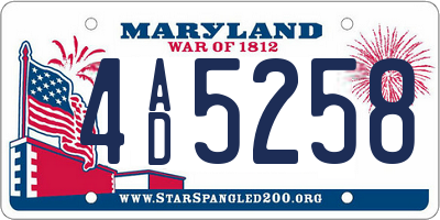 MD license plate 4AD5258