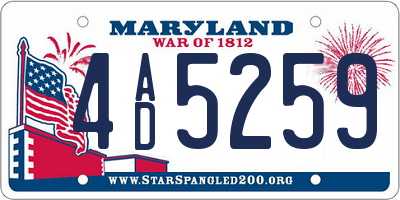 MD license plate 4AD5259