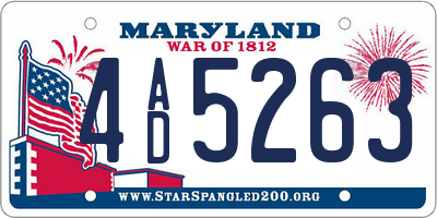 MD license plate 4AD5263