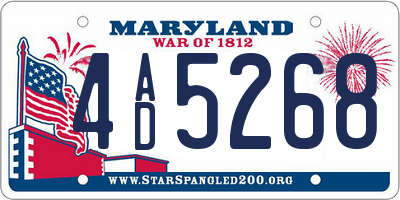 MD license plate 4AD5268