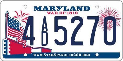 MD license plate 4AD5270