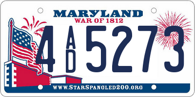 MD license plate 4AD5273