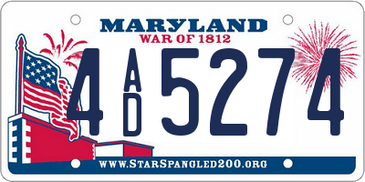 MD license plate 4AD5274