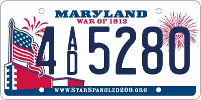 MD license plate 4AD5280