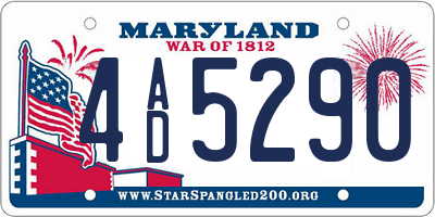 MD license plate 4AD5290