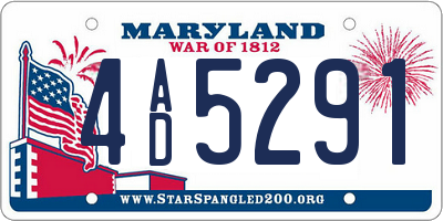 MD license plate 4AD5291
