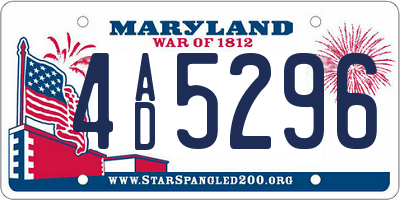 MD license plate 4AD5296