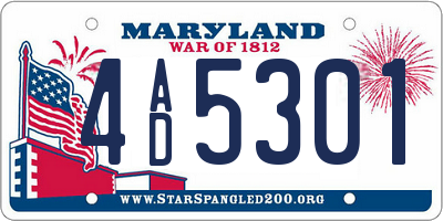 MD license plate 4AD5301