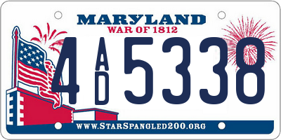 MD license plate 4AD5338