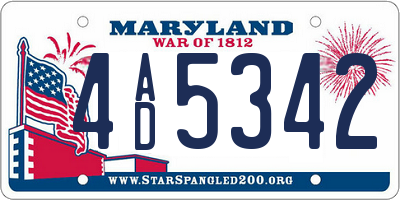 MD license plate 4AD5342
