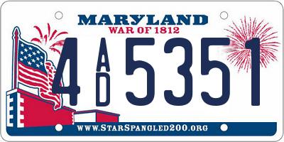 MD license plate 4AD5351