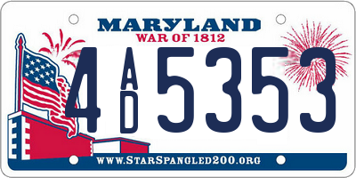 MD license plate 4AD5353