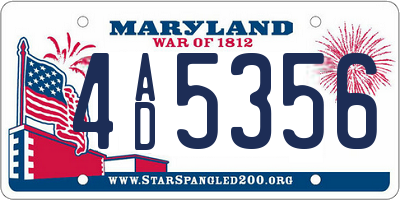 MD license plate 4AD5356