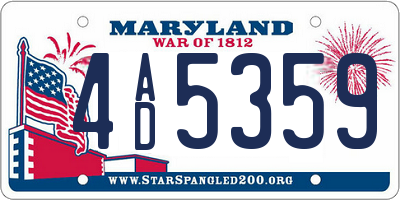 MD license plate 4AD5359